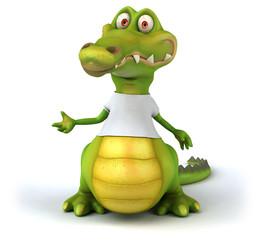 Fototapeta na wymiar Crocodile with a white tshirt