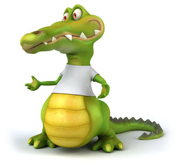 Fototapeta premium Crocodile with a white tshirt