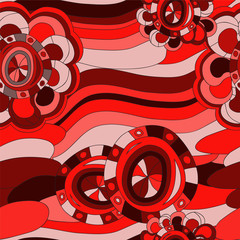 seamless pattern with abstract flower and wave. vector illustrat