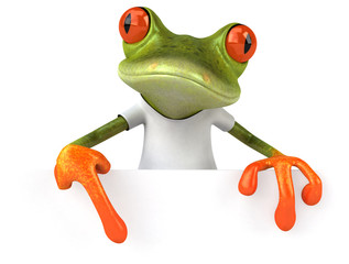 Obraz premium Frog with a white tshirt