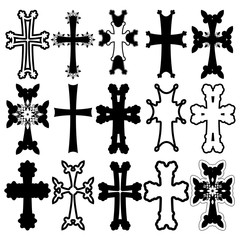 set of crosses. armenian cross. stock vector
