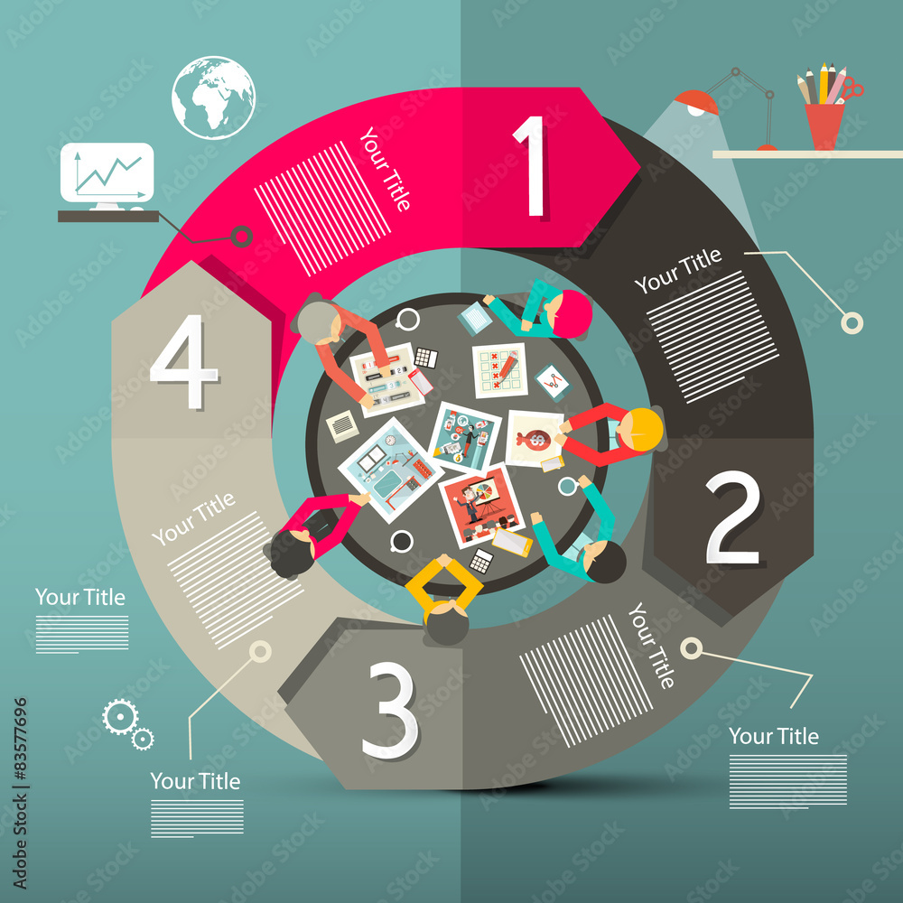 Poster infographics vector template - layout with top view