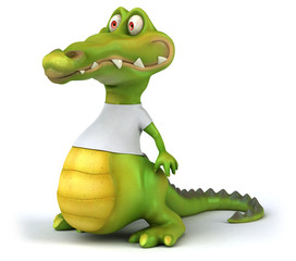 Fototapeta premium Crocodile with a white tshirt