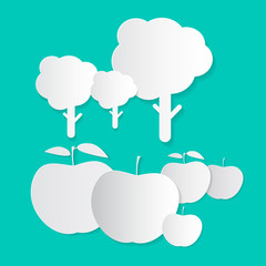 Paper Vector Apples and Trees