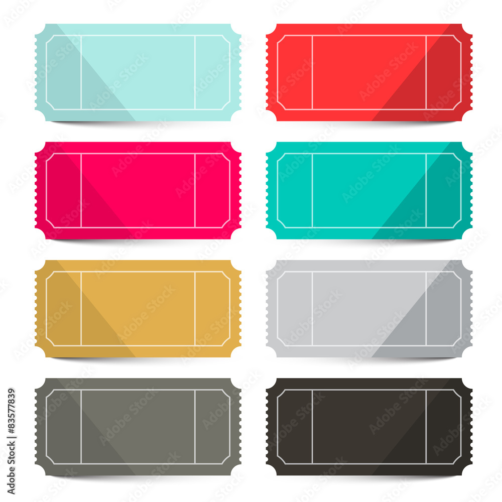Poster retro vector empty tickets set isolated on white background