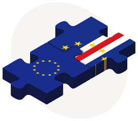 European Union and Cabo Verde Flags in puzzle