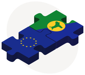 European Union and Christmas Island Flags in puzzle