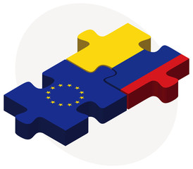 European Union and Colombia Flags in puzzle