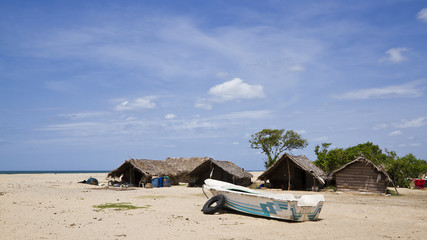 Fisherman hut in Kokkilai lagoon, Sri Lanka