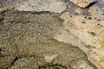 seascape detail with transparent sea and underwater rocks