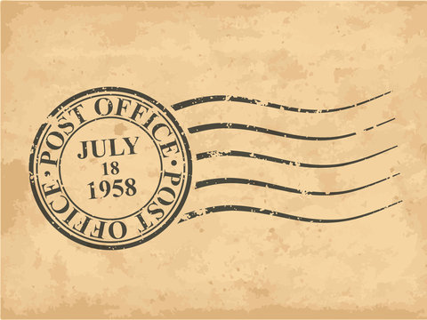 Grungy postal stamp, vector illustration