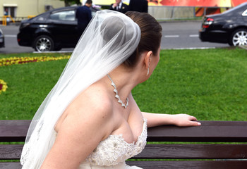 Bride in the city Park