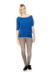 Casual woman smiling.