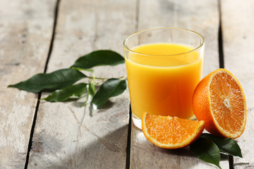 Orange juice on table close-up