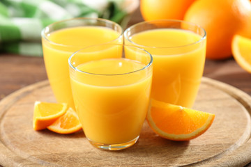 Orange juice on table close-up