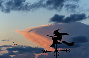 Weather vane at sunset