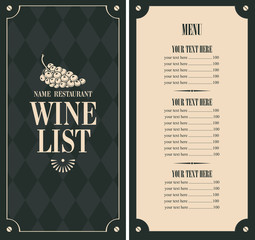 wine list with a bunch of grapes