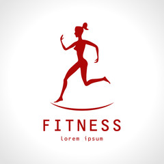 Fitness girl label - vector illustration