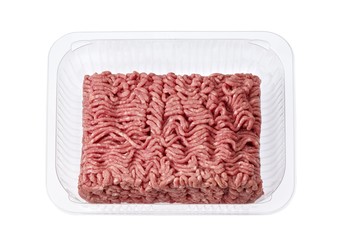 minced meat in the shop packing