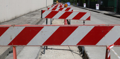 hurdles in the construction site during the roadworks