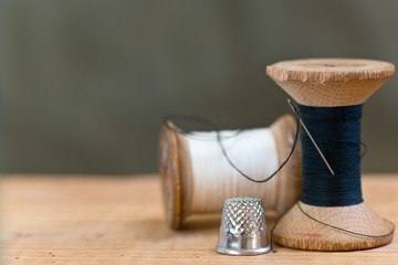 two spools of thread