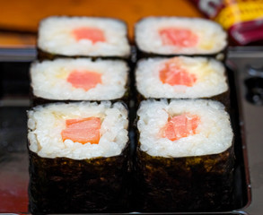 Fresh rolls with salmon