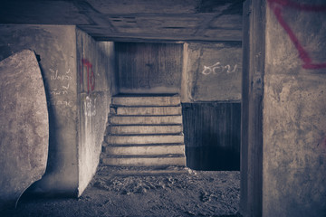 Inside of old abandoned building with construction unfinished