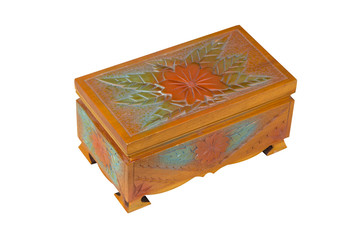 Wooden casket isolated on white background