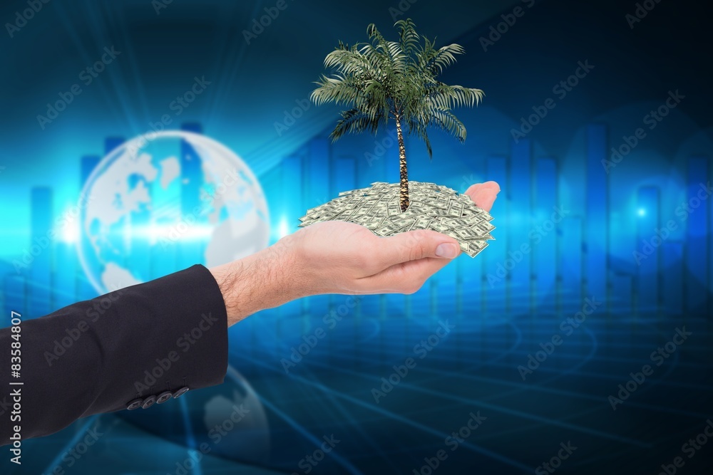 Aufkleber Composite image of close up of businessman with empty hand open
