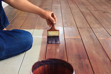 hand painting oil color on wood floor use for home decorated ,ho - 83585264