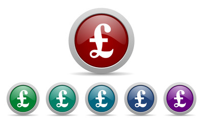 pound vector web icon set
