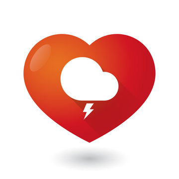 Heart icon with a stormy cloud sign