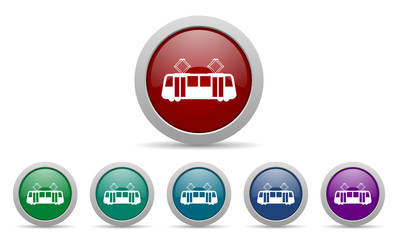 tram vector web icon set
