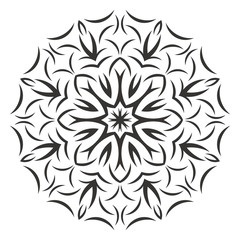Round black flower pattern on white background