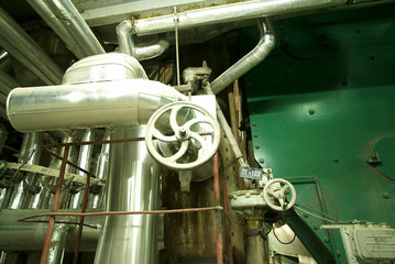 Industrial zone, Steel pipelines in green tones