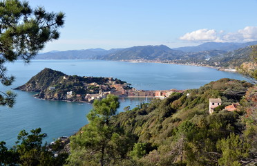 Fototapeta na wymiar Sky view on Sestri Levante, Liguria, Italy