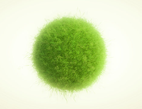 Green grass and plants spheres