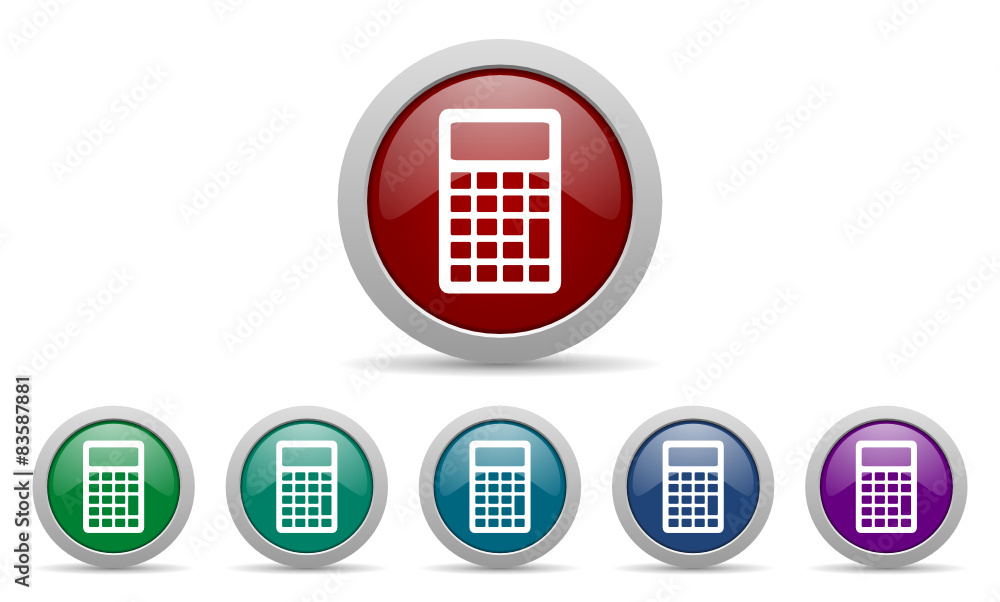 Poster calculator vector web icons set
