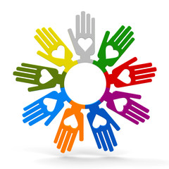 Hands with love in the circle