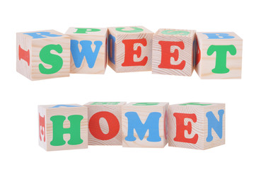 wooden cubes  isolated on white background