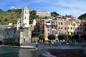 Central square of Vernazza, Cinque Terre, Italiy.