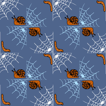 Funny spiders seamless pattern. Colorful kids, youth, background