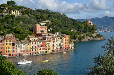 Fototapeta na wymiar Panoramic view over Portofino, Liguria, Italy