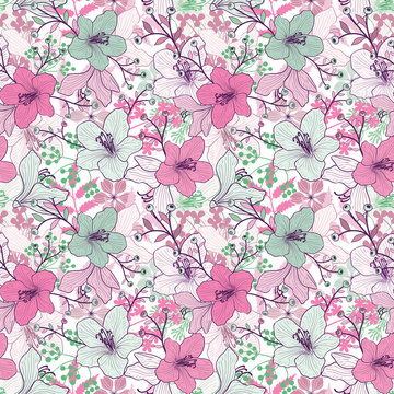 Fototapeta Seamless floral pattern