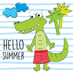 Obraz premium beach crocodile vector illustration