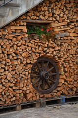 Fototapeta na wymiar catasta di legna legno giardino decorazione