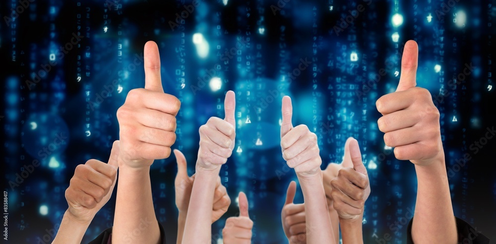 Poster composite image of hands showing thumbs up