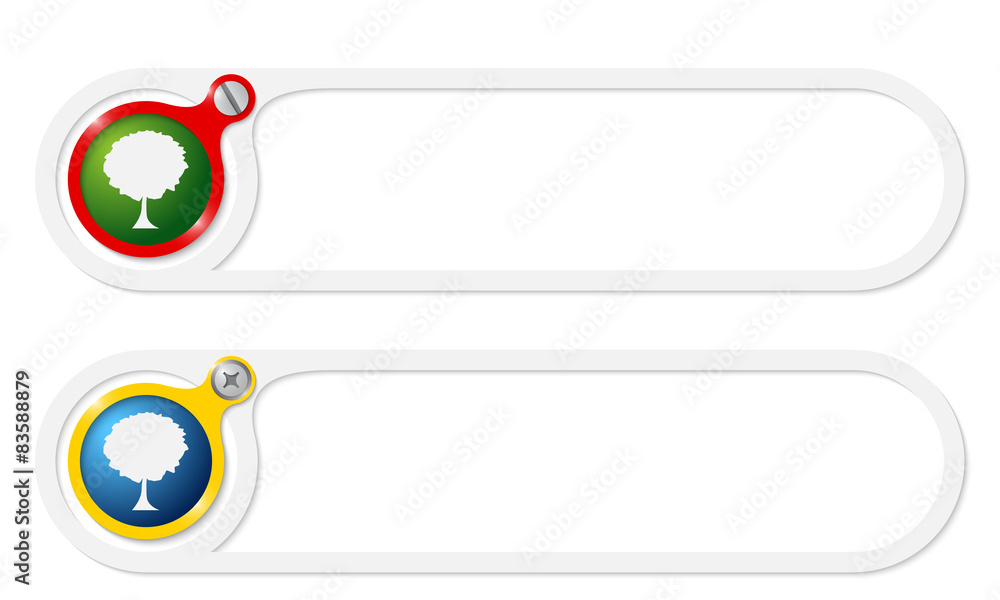 Poster vector buttons for your text and tree symbol