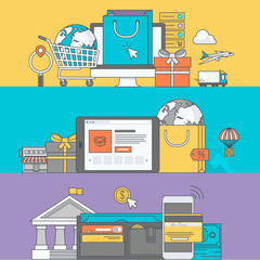 Set of color line banners for e-commerce