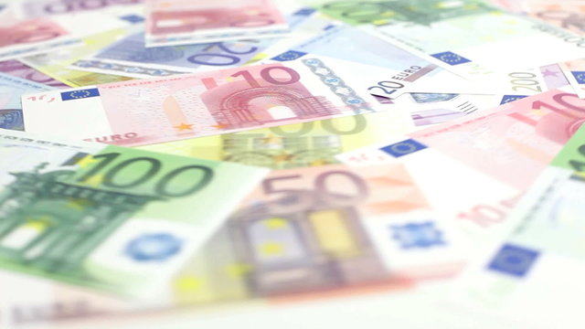 Various euro notes rotating